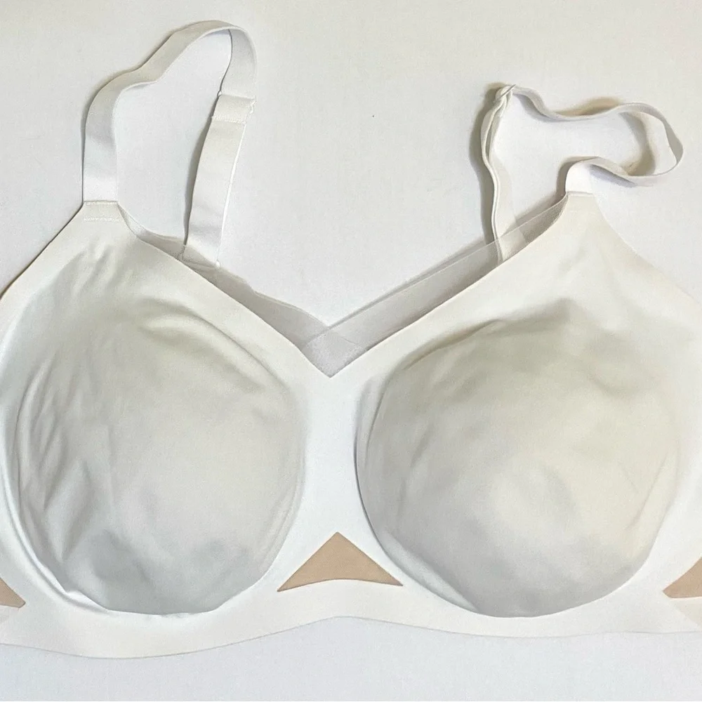 Honeylove Crossover Bra white/nude 44 E/F (DD /DDD) NWOT